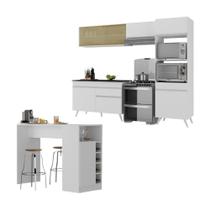 Armário De Cozinha Modulado Com Bancada Americana Multimóveis Mp2209 Branco Branco Armário De Cozinha Modulado Com Bancada Americana Multimóveis Mp2209 Branco Branco