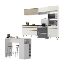 Armário De Cozinha Modulado Com Bancada Americana Multimóveis Mp2209 Branco/dourado Branco/dourado Armário De Cozinha Modulado Com Bancada Americana Multimóveis Mp2209 Branco/dourado Branco/dourado