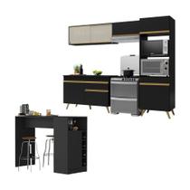 Armário De Cozinha Modulado Com Bancada Americana Multimóveis Mp2209 Preto/dourado Preto/dourado Armário De Cozinha Modulado Com Bancada Americana Multimóveis Mp2209 Preto/dourado Preto/dourado