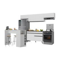 Armário De Cozinha Modulado Com Bancada Veneza Multimóveis Mp2212 Branco/preto Branco/preto