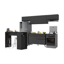 Armário De Cozinha Modulado Com Bancada Veneza Multimóveis Mp2212 Preto Preto Armário De Cozinha Modulado Com Bancada Veneza Multimóveis Mp2212 Preto Preto
