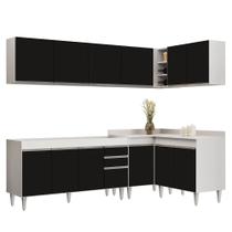 Armário de Cozinha Modulado de Canto 6 Peças CP31 Balcão sem Tampo Branco/Preto - Lumil Armário de Cozinha Modulado de Canto 6 Peças CP31 Balcão sem Tampo Branco/Preto - Lumil