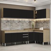 Armário de Cozinha Modulado de Canto 6 Peças Cp31 Balcão sem Tampo Castanho/Preto - Lumil Armário de Cozinha Modulado de Canto 6 Peças Cp31 Balcão sem Tampo Castanho/Preto - Lumil