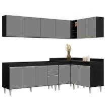 Armário de Cozinha Modulado de Canto 6 Peças CP31 Balcão sem Tampo Preto/Cinza - Lumil Armário de Cozinha Modulado de Canto 6 Peças CP31 Balcão sem Tampo Preto/Cinza - Lumil