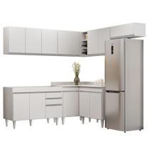 Armário de Cozinha Modulado de Canto 7 Peças CP19 Balcão sem Tampo Branco - Lumil Armário de Cozinha Modulado de Canto 7 Peças CP19 Balcão sem Tampo Branco - Lumil