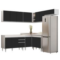 Armário de Cozinha Modulado de Canto 7 Peças CP19 Balcão sem Tampo Branco/Preto - Lumil
