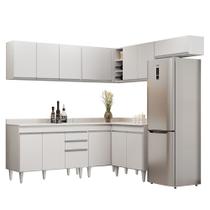 Armário de Cozinha Modulado de Canto 7 Peças CP20 Balcão com Tampo Branco - Lumil Armário de Cozinha Modulado de Canto 7 Peças CP20 Balcão com Tampo Branco - Lumil