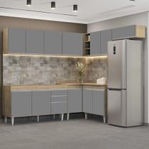 Armário de Cozinha Modulado de Canto 7 Peças CP22 Balcão sem Tampo Castanho/Cinza - Lumil Armário de Cozinha Modulado de Canto 7 Peças CP22 Balcão sem Tampo Castanho/Cinza - Lumil
