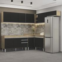 Armário de Cozinha Modulado de Canto 7 Peças Cp22 Balcão sem Tampo Castanho/Preto - Lumil Armário de Cozinha Modulado de Canto 7 Peças Cp22 Balcão sem Tampo Castanho/Preto - Lumil