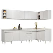 Armário de Cozinha Modulado de Canto 7 Peças CP35 Balcão com Tampo Branco - Lumil
