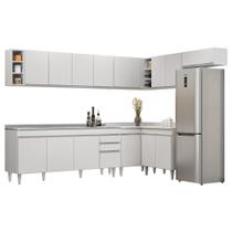 Armário de Cozinha Modulado de Canto 8 Peças CP27 com Pia Inox Branco - Lumil - Lumil Móveis