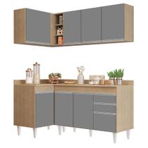 Armário de Cozinha Modulado de Canto Direito 4 Peças CP38 Balcão com Tampo Castanho/Cinza - Lumil