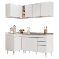 Armário de Cozinha Modulado de Canto Direito 4 Peças CP39 com Pia Inox Branco - Lumil Armário de Cozinha Modulado de Canto Direito 4 Peças CP39 com Pia Inox Branco - Lumil