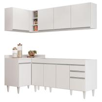 Armário de Cozinha Modulado de Canto Direito 4 Peças CP40 Balcão sem Tampo Branco - Lumil