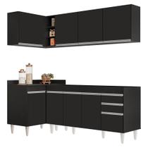 Armário de Cozinha Modulado de Canto Direito 4 Peças CP40 Balcão sem Tampo Preto - Lumil Armário de Cozinha Modulado de Canto Direito 4 Peças CP40 Balcão sem Tampo Preto - Lumil