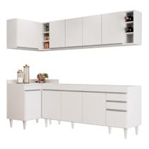 Armário de Cozinha Modulado de Canto Direito 5 Peças CP43 Balcão sem Tampo Branco - Lumil Armário de Cozinha Modulado de Canto Direito 5 Peças CP43 Balcão sem Tampo Branco - Lumil