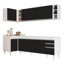 Armário de Cozinha Modulado de Canto Direito 5 Peças Cp43 Balcão sem Tampo Branco/Preto - Lumil Armário de Cozinha Modulado de Canto Direito 5 Peças Cp43 Balcão sem Tampo Branco/Preto - Lumil