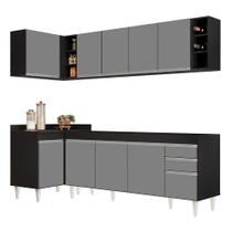 Armário de Cozinha Modulado de Canto Direito 5 Peças CP43 Balcão sem Tampo Preto/Cinza - Lumil