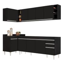Armário de Cozinha Modulado de Canto Direito 5 Peças CP43 Balcão sem Tampo Preto - Lumil Armário de Cozinha Modulado de Canto Direito 5 Peças CP43 Balcão sem Tampo Preto - Lumil