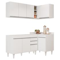 Armário de Cozinha Modulado de Canto Esquerdo 4 Peças CP46 Balcão sem Tampo Branco - Lumil