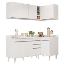 Armário de Cozinha Modulado de Canto Esquerdo 4 Peças CP47 Balcão com Tampo Branco - Lumil