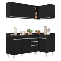 Armário de Cozinha Modulado de Canto Esquerdo 4 Peças CP47 Balcão com Tampo Preto - Lumil Armário de Cozinha Modulado de Canto Esquerdo 4 Peças CP47 Balcão com Tampo Preto - Lumil