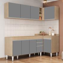 Armário de Cozinha Modulado de Canto Esquerdo 4 Peças CP49 Balcão sem Tampo Castanho/Cinza - Lumil Armário de Cozinha Modulado de Canto Esquerdo 4 Peças CP49 Balcão sem Tampo Castanho/Cinza - Lumil