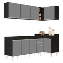 Armário de Cozinha Modulado de Canto Esquerdo 4 Peças CP49 Balcão sem Tampo Preto/Cinza - Lumil