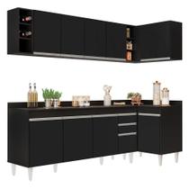 Armário De Cozinha Modulado De Canto Esquerdo 5 Peças Cp53 Balcão Com Tampo Preto