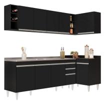 Armário de Cozinha Modulado de Canto Esquerdo 5 Peças CP54 com Pia Inox Preto - Lumil
