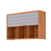 Armário de Cozinha Modulado Eloise c/ 1 Porta Basculante Riscada e 3 Nichos 120 cm Cinamomo/Platina - MGM Armário de Cozinha Modulado Eloise c/ 1 Porta Basculante Riscada e 3 Nichos 120 cm Cinamomo/Platina - MGM