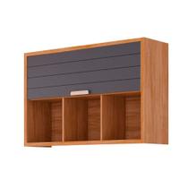 Armário de Cozinha Modulado Eloise c/ 1 Porta Basculante Riscada e 3 Nichos 120 cm Cinamomo/Titanium - MGM Armário de Cozinha Modulado Eloise c/ 1 Porta Basculante Riscada e 3 Nichos 120 cm Cinamomo/Titanium - MGM