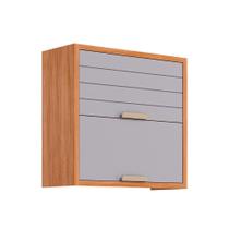 Armário de Cozinha Modulado Eloise c/ 2 Portas Basculante Riscadas 80 cm Cinamomo/Platina - MGM