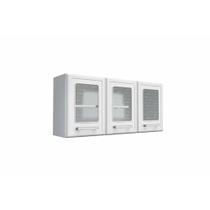 Armário de Cozinha Modulado Gourmet 7009 3 Portas c/ Vidro Branco - Bertolini