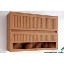 Armário de Cozinha Modulado Requinte c/ 2 Portas Basculante Ripada c/ Vidro 120cm Nature - Henn