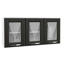 Armário de Cozinha Modulado Star New 3 Portas c/Vidro Branco/Preto - Telasul Armário de Cozinha Modulado Star New 3 Portas c/Vidro Branco/Preto - Telasul
