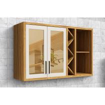 Armário de Cozinha Modulado Tempranillo 2 Portas (Vidro Reflecta) 120cm Amendoa/Off White - Ronipa