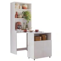Armário De Cozinha Multifuncional Com Mesa Retrátil Para Café Duo Kit's Paraná Branco Armário De Cozinha Multifuncional Com Mesa Retrátil Para Café Duo Kit's Paraná Branco