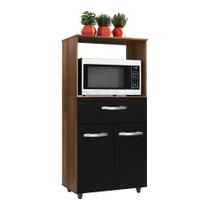 Armário de Cozinha Multiuso Luna 60cm com 02 Portas e Nicho Integrado Savana Preto - Desk Design