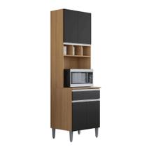 Armário de Cozinha Paneleiro Duplo Andréia Amêndoa/Preto- MABE MAGAZINE