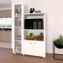 Armário de Cozinha Paula com Cristaleira 3 Portas Branco - Panorama Móveis