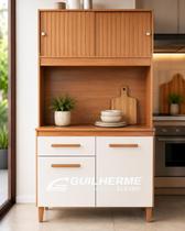 Armário de cozinha Pequeno de chão 4 Portas Ripado 3D Kit Cozinha Ceará Atualle - Atuale