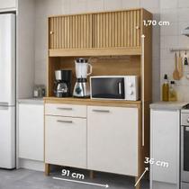 Armário de cozinha Pequeno de chão 4 Portas Ripado 3D Kit Cozinha Ceará Atualle - Atuale