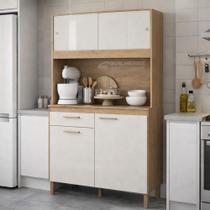 Armário de Cozinha Pequeno Ripado em 3D Kit Cozinha Ceará 4 Portas 1 Gaveta - Atualle Móveis