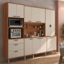 Armário de Cozinha Pulse 12 Portas 3 Gavetas Jequitibá/Areia - Lukaliam