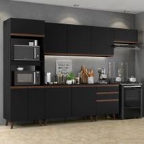 Armário de Cozinha Reims com Balcão e Tampo Preto Rustic Armário de Cozinha Reims com Balcão e Tampo Preto Rustic