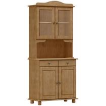 Armário de Cozinha Rústico Com Cristaleira 4 Portas 2 Gavetas Lazuli F06 Freijó - Lyam Decor