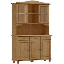 Armário de Cozinha Rústico Com Cristaleira 5 Portas 3 Gavetas Lazuli F06 Freijó - Lyam Decor