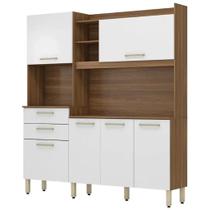 Armário de Cozinha Select 6 Portas 2 Gavetas Demobile Cor Amendoa Branco Armário de Cozinha Select 6 Portas 2 Gavetas Demobile Cor Amendoa Branco