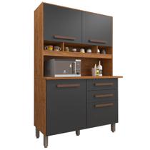 Armário de Cozinha Sofia Plus 4 Portas 2 Gavetas Imop Cor Cinamomo Grafite